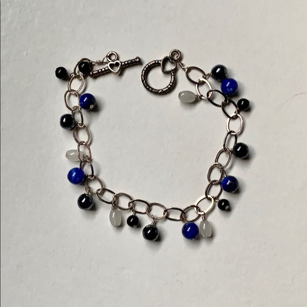 Lapis Lazuli, Onyx & Sterling Silver Bracelet!